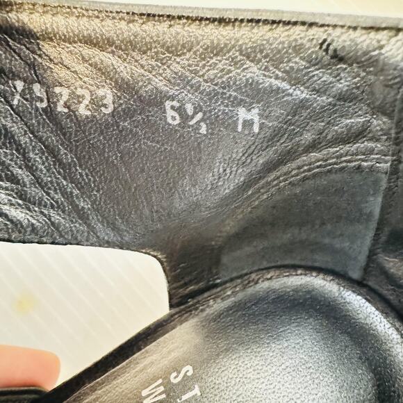 Stuart Weitzman Shoes Womens 6.5 Black Leather Ankle Strappy Zip High Heels - Picture 12 of 13